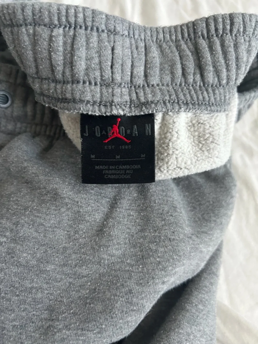 Jordan Gray Men's Fleece Joggers with White Jumpman
